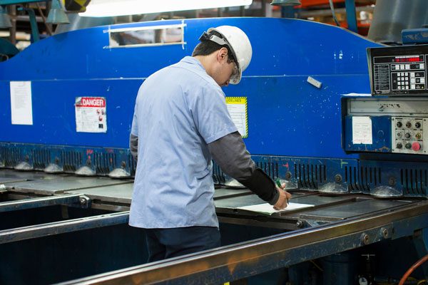 Employee in a metal cutting facility